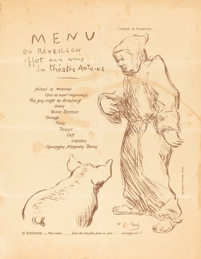 Cardápio de Réveillon oferecido aos amigos do Teatro Antoine de Henri Gabriel Ibels