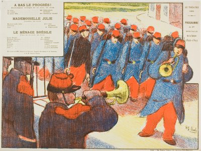 Terceiro espetáculo: A Bas le progrès, Mademoiselle Julie, Le Ménage Brésile, para Le Théatre Libre de Henri-Gabriel Ibels