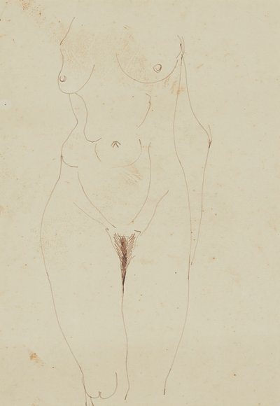 Torso Nu Feminino (caneta e tinta no papel) de Henri Gaudier Brzeska