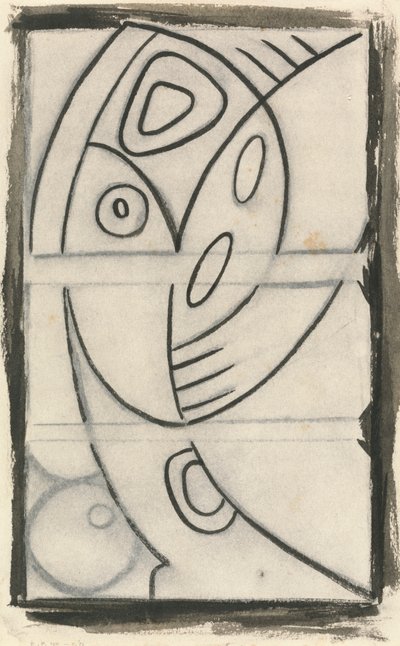 Desenho em relevo de uma Figura Feminina Abstrata de Henri Gaudier-Brzeska