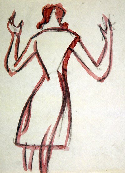 Vista traseira da mulher, braços erguidos de Henri Gaudier Brzeska