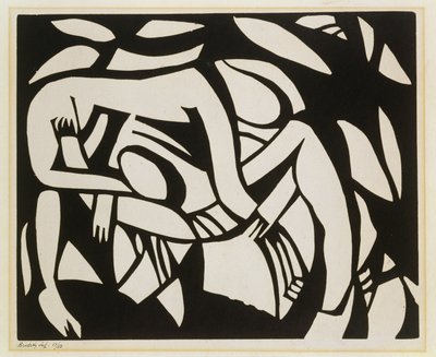 Lutadores, c.1914 (linogravura) de Henri Gaudier Brzeska