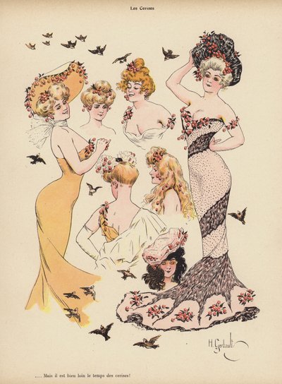 Cerejas (lito colorido) de Henri Gerbault