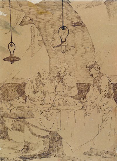 Autópsia no Hotel-Dieu, Paris, final do século XIX (caneta e tinta sobre papel) de Henri Gervex