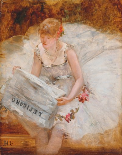 Bailarina lendo Le Figaro, c.1885 de Henri Gervex