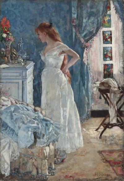 "A casa de banho" Jovem em negligência - Pintura de Henri Gervex (1852-1929) Colecção privada de Henri Gervex
