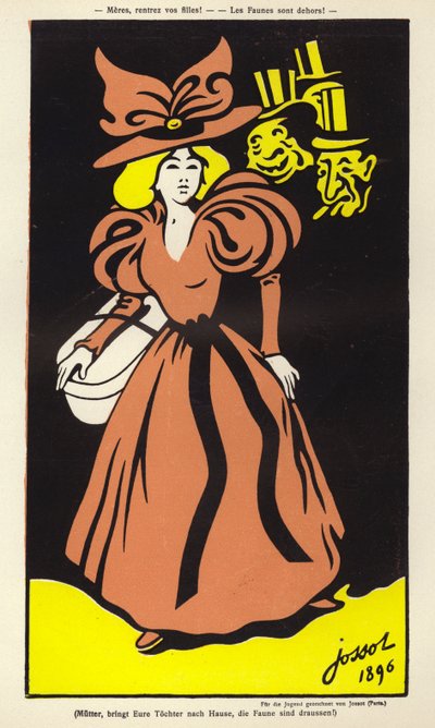 Mães, tragam as vossas filhas! Os faunos estão a sair! (litografia a cores) de Henri Gustave Jossot