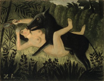 A Bela e o Monstro, c.1908 (óleo sobre tela) de Henri J.F. (1844-1910) Rousseau