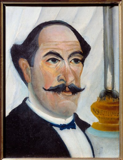 Auto-retrato com pintura de lâmpada por Henri Rousseau de Le Douanier Rousseau de Henri J.F. Rousseau