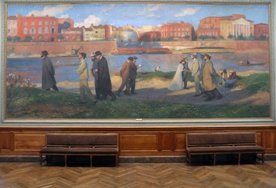 Margens do Garonne, os sonhadores, Toulouse , c.1906 (fresco) de Henri Jean Guillaume Martin