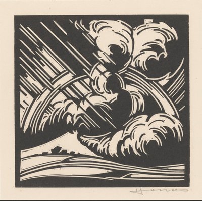 Tempestade sobre uma paisagem de Henri Jonas (signed by artist)
