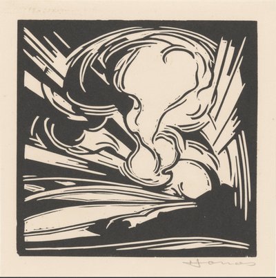 Nuvens e raios de sol sobre uma paisagem de Henri Jonas (signed by artist)