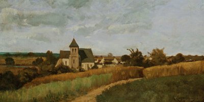 Uma vila na época da colheita de Henri Joseph Harpignies