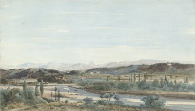 Paisagem com um vale de rio no sul de França de Henri Joseph Harpignies