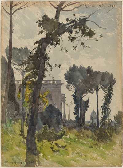 Vista da cúpula de São Pedro, Roma de Henri Joseph Harpignies