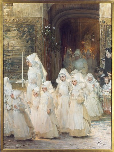 Procissão das Moças no Dia da Confirmação, L "hopital de Beaune, 1906 de Henri Jules Jean Geoffroy