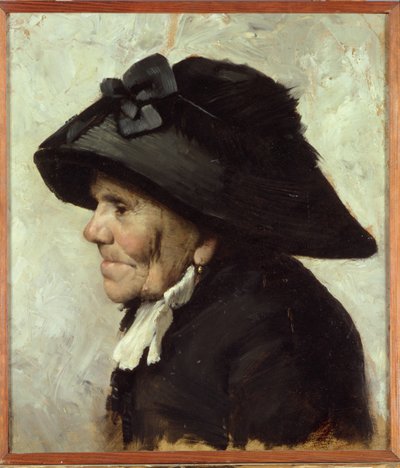 Estudo da cabeça de uma mulher idosa, de 1880 (óleo) de Henri Jules Jean Geoffroy
