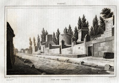 La voie des tombeaux, uma Pompeia, gravada por Labrouste, em "Itália pitoresca", editora Amable Coste, Paris de Henri Labrouste