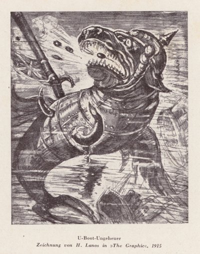 Monstro submarino (litografia) de Henri Lanos