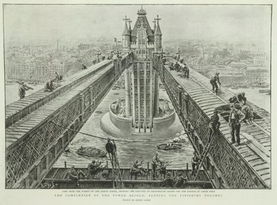 A conclusão da Tower Bridge: dando os retoques finais, de The Graphic, 23 de junho de 1894 (gravura) de Henri Lanos