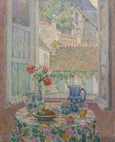 Mesa com vista para o pátio, 1926 de Henri Le Sidaner