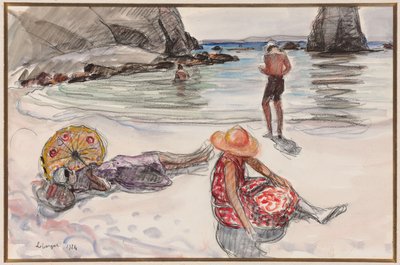 Península de Crozon, praia de Portzic; Quase Ilha Crozon, Portzic Beach, 1924 de Henri Lebasque