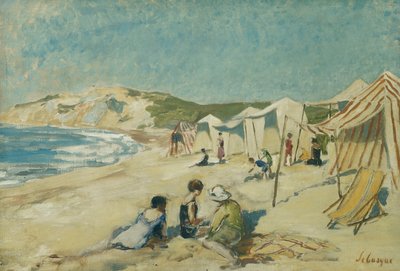 A praia em Pointe St Gildas; La Plage à Pointe St Gildas, c.1920 de Henri Lebasque