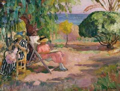 Costura feminina (óleo sobre tela) de Henri Lebasque