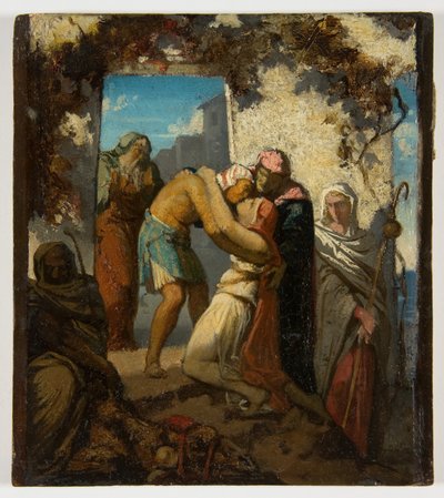 Uma cena da história de Tobias de Henri Lehmann