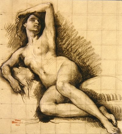 Estudo - Recling Female Nua de Henri Leopold Levy