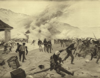 Defesa da Deriva de Rorke, 1879 (gravura) de Henri Louis Dupray