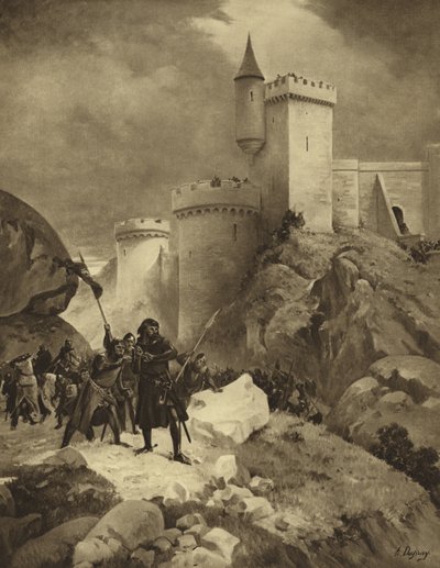 Rei Ricardo I da Inglaterra no cerco de Chalus, 1199 (gravura) de Henri Louis Dupray