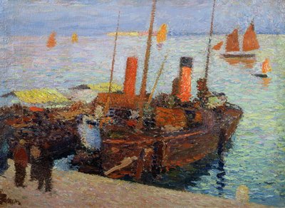 Barcos na Baía de St. Malo, c.1910 de Henri Martin