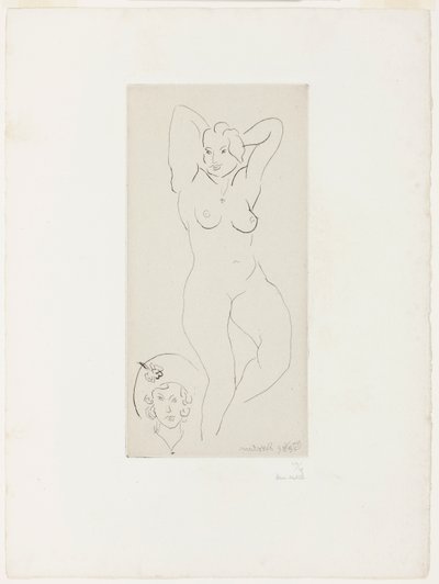 Nu feminino com os braços erguidos e cabeça de mulher de Henri Matisse