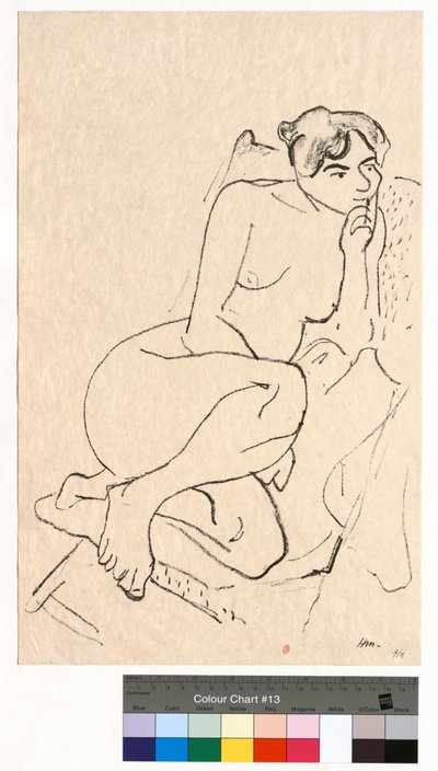 Figura pensativa numa cadeira dobrável de Henri Matisse