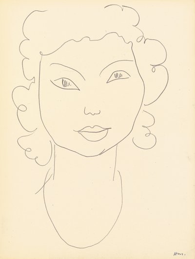Cabeça, cabelo encaracolado (lápis de cera sobre papel) de Henri Matisse