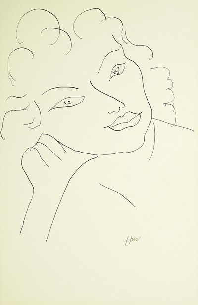 Cabeça de uma mulher jovem (caneta e tinta preta sobre papel) de Henri Matisse