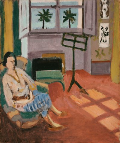 Interior do estúdio, com estante de música de Henri Matisse