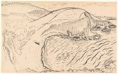 Paisagem (caneta e tinta sobre papel) de Henri Matisse