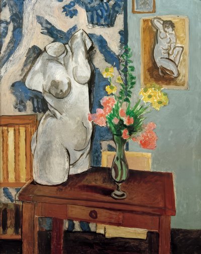 O tronco de gesso, um ramo de flores de Henri Matisse