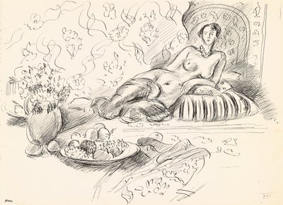 Odalisca deitada II, c.1927 (caneta e tinta sobre papel) de Henri Matisse