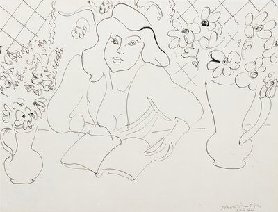 Modelo com um livro de Henri Matisse