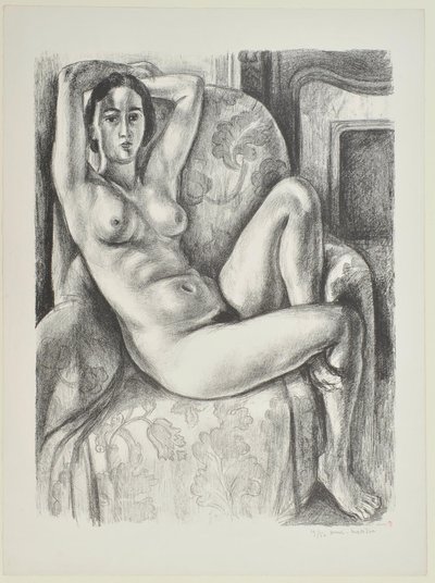 Nu com almofada azul junto a uma lareira de Henri Matisse