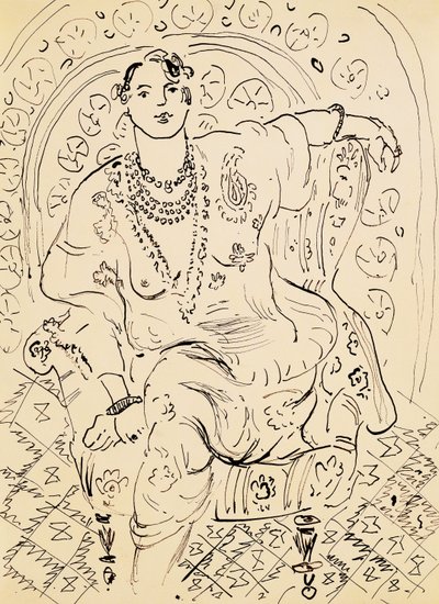 Odalisca com fundo florido de Henri Matisse