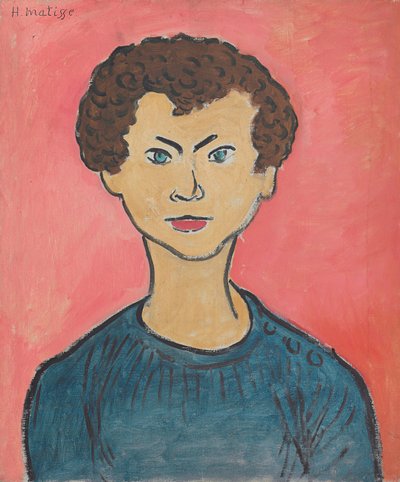 Retrato com cabelo encaracolado, camisola azul-marinho de Henri Matisse