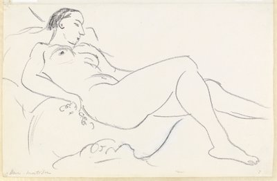 Nu feminino reclinado (giz preto e branco sobre papel) de Henri Matisse
