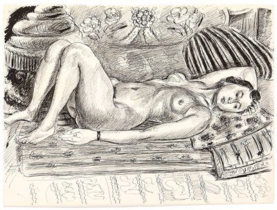 Nu reclinado sobre um Braseiro, c.1926-1927 (caneta e tinta da china sobre papel) de Henri Matisse