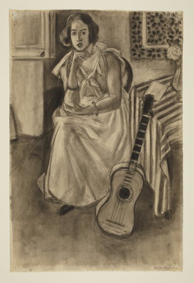 Modelo sentado com uma guitarra de Henri Matisse