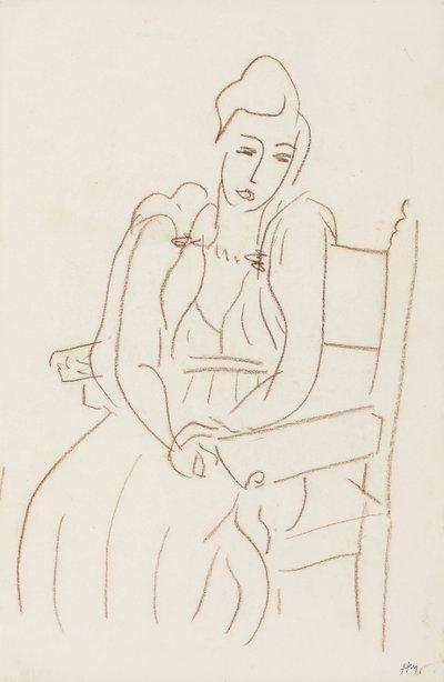 Mulher sentada (lápis de cera castanho sobre papel) de Henri Matisse