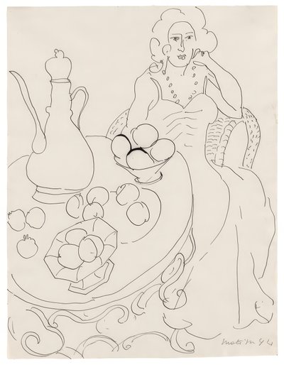 Mulher sentada diante de uma mesa de servir de Henri Matisse